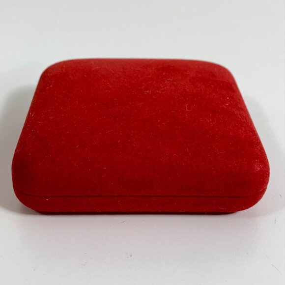 Red Velvet Square Jewelry Box ONLY Elegant White Interior For Rings Or Earrings - Picture 7 of 9